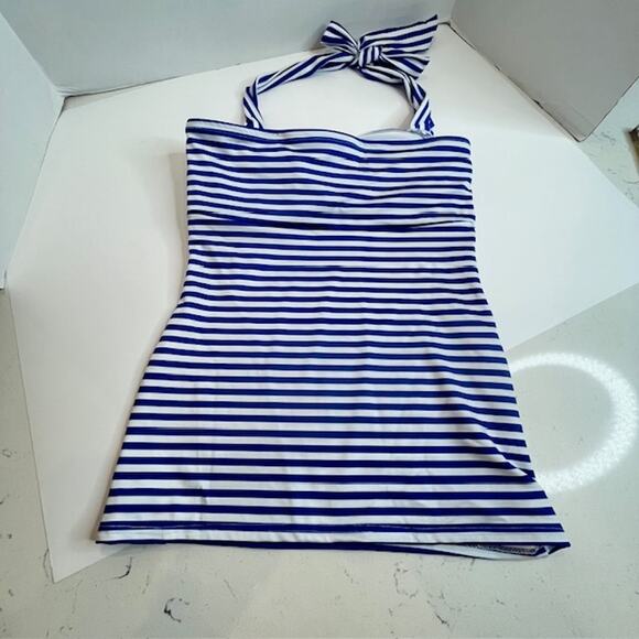 Beverly Swimwear Blue & White Stripe Tankini Swimsuit Top Sz Small - Picture 9 of 9